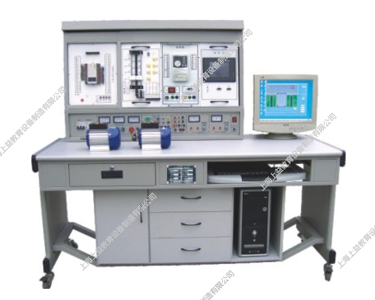 SYPLC-104C網(wǎng)絡(luò)型PLC可編程控制器/變頻調(diào)速/電氣控制及微機(jī)接口綜合實(shí)驗(yàn)裝置（PLC、變頻器、觸摸屏、電氣控制、微機(jī)接口）